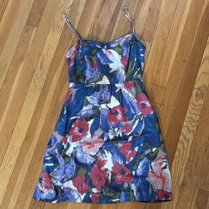 Moulinette Soeurs Blue Floral Spaghetti-Strap Mini Dress
